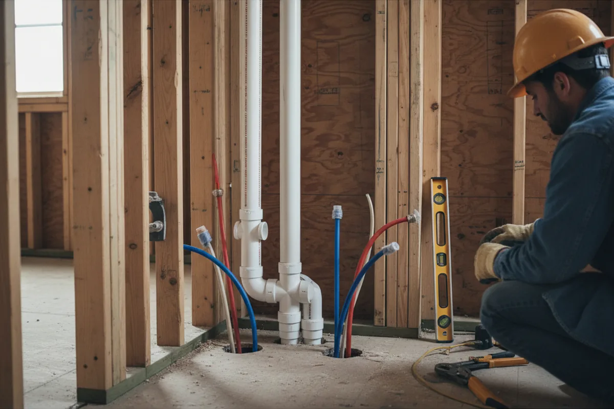Drain and supply rough-in during Drain Cleaning in Schnecksville