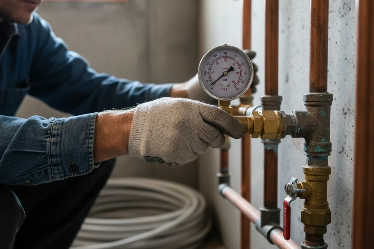 Pressure testing a repaired line during Water Line Repair in Schnecksville